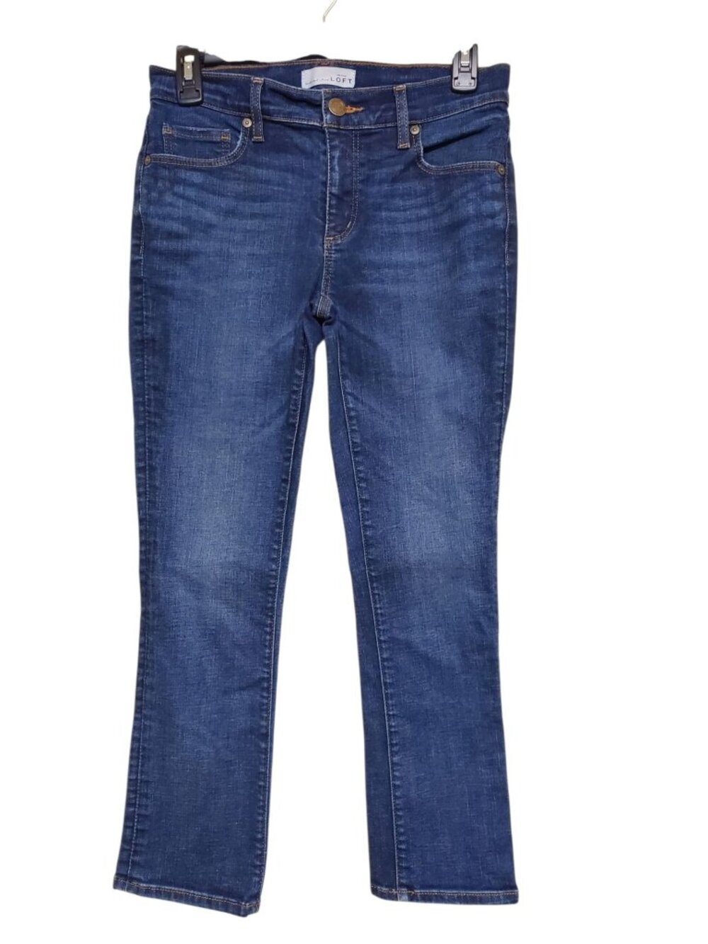 Ann Taylor LOFT Modern Kick Crop Women's Dark Medium Wash Denim Jeans Sz 26 / 2